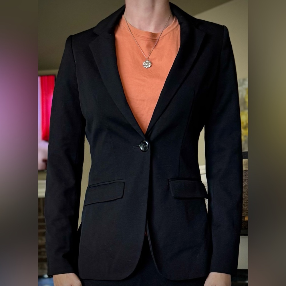 Black Womens Blazer Suit Jacket 0 Boston Proper